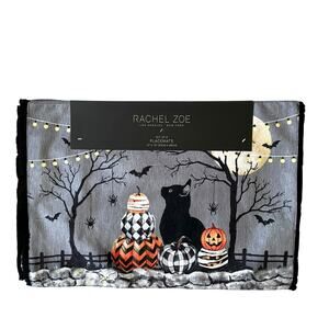 Rachel Zoe MACKENZIE CAT Halloween Placemats 13x19 Set of 4 New